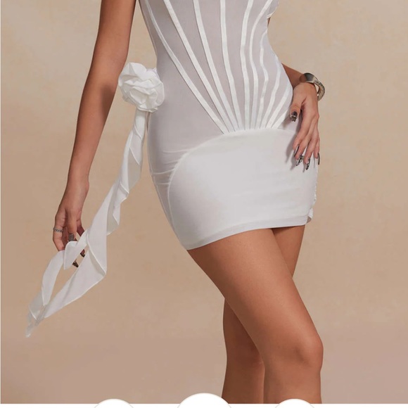 3D Floral Ruffle Corset Mini Dress - Picture 4 of 6